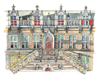 A4 artprint Alkmaar Stadhuis (met passe-partout)