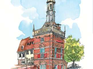 A4 artprint Alkmaar Accijnstoren (met passe-partout)