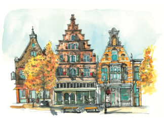 A4 artprint Alkmaar De Drie Schopjes (met passe-partout)