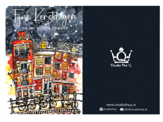 A6 Kerstkaart met envelop Amsterdam