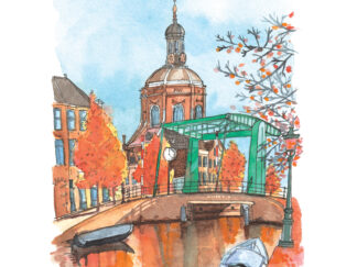 A4 artprint Leiden Marekerk (met passe-partout)
